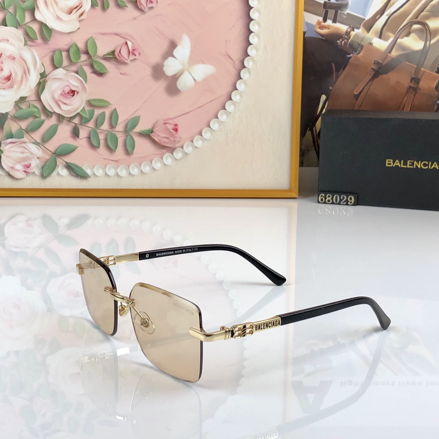 🔥🔥Balenciag*新款韩版百搭无边框装饰太阳镜女男简约时尚高级感防晒墨镜