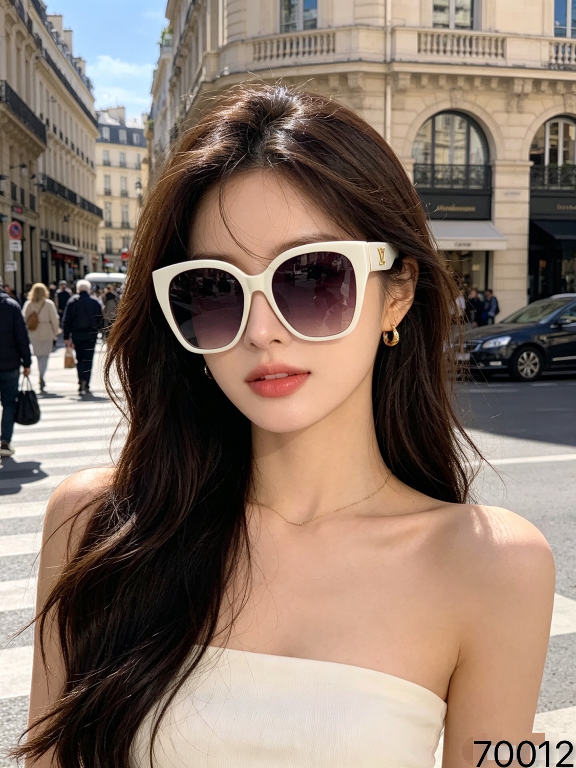 🔥🔥Louis vuitto*复古猫眼墨镜女2026新款高级感网红旅游街拍黑框太阳眼镜防紫外线