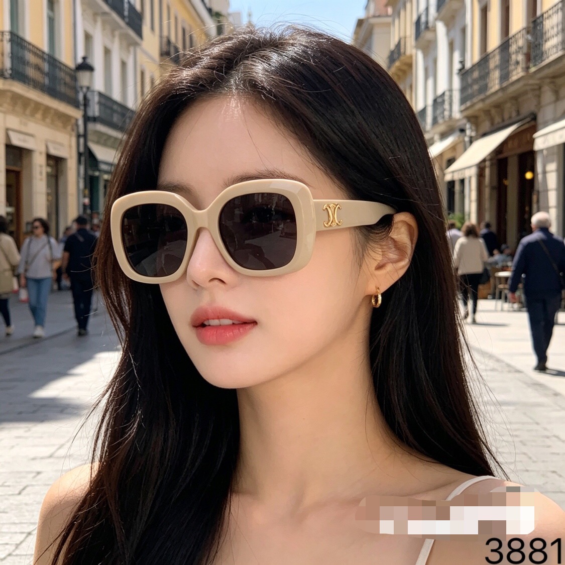 🔥🔥Celin*复古猫眼墨镜女2026新款高级感网红旅游街拍黑框太阳眼镜防紫外线