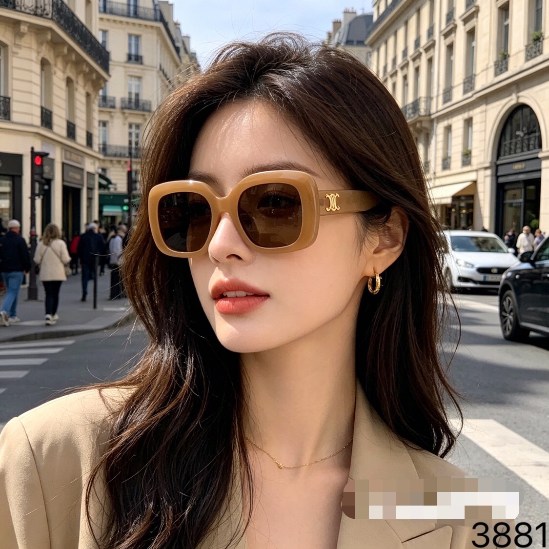 🔥🔥Celin*复古猫眼墨镜女2026新款高级感网红旅游街拍黑框太阳眼镜防紫外线