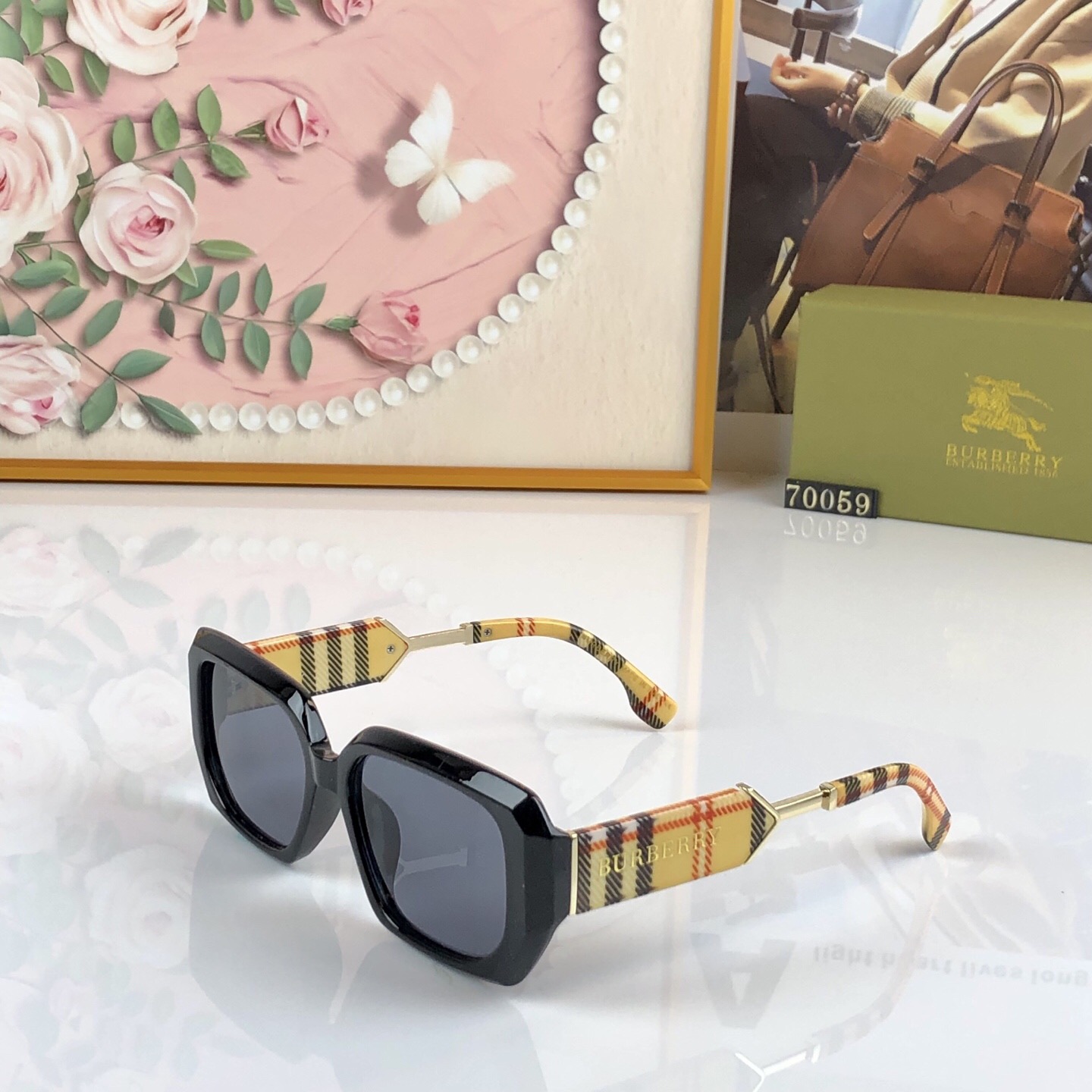 🔥🔥Burberry*时尚新款B家同款猫眼小框前卫欧美轻奢太阳镜ins网红走秀潮流墨镜