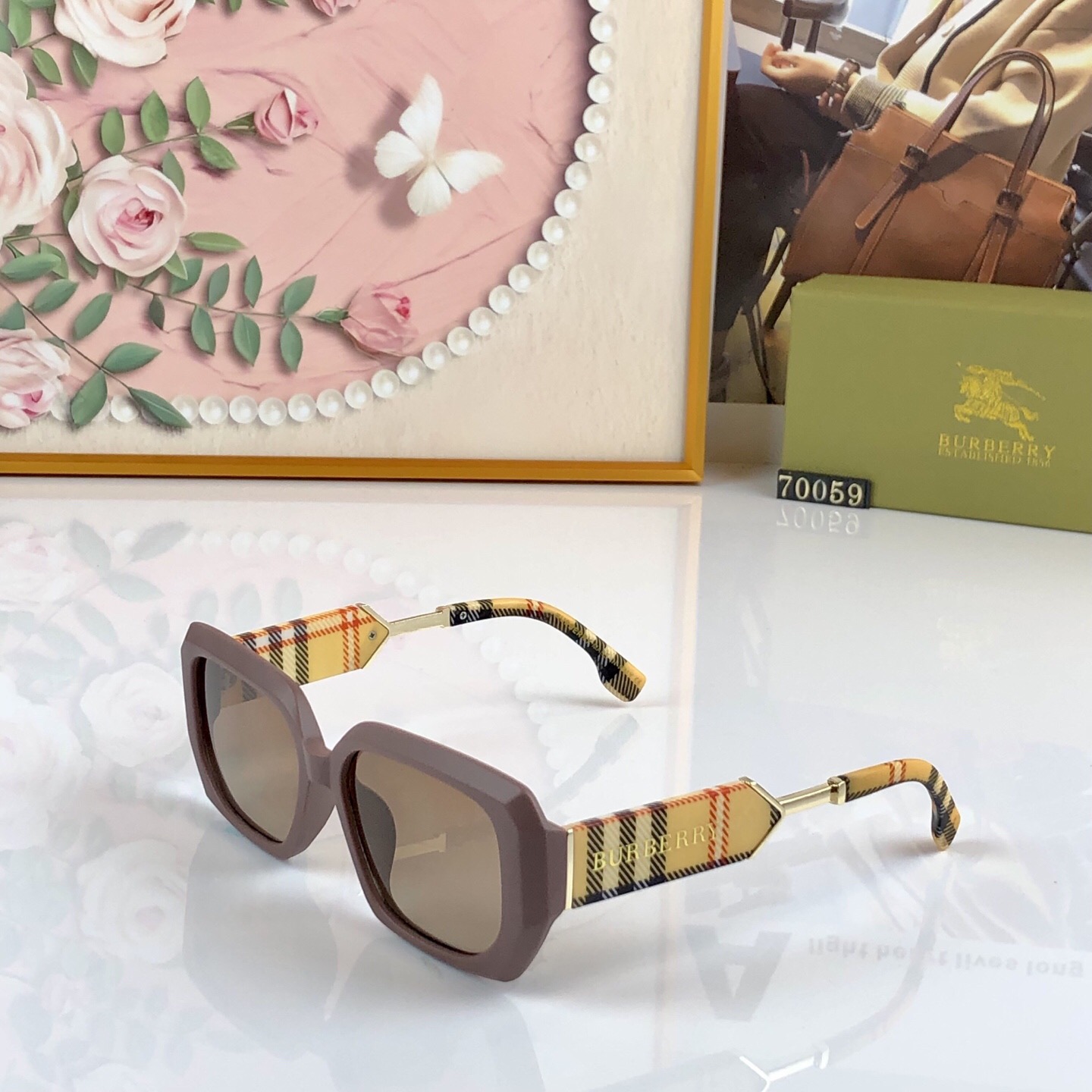 🔥🔥Burberry*时尚新款B家同款猫眼小框前卫欧美轻奢太阳镜ins网红走秀潮流墨镜