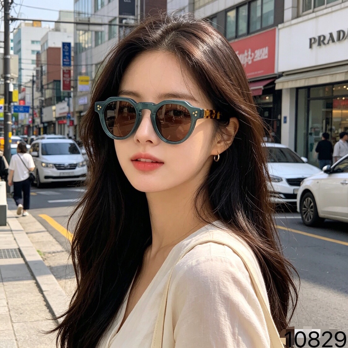 🔥🔥Prad*新款经典圆框复古太阳眼镜丙酸插针时尚男女网红高级感墨镜原宿风
