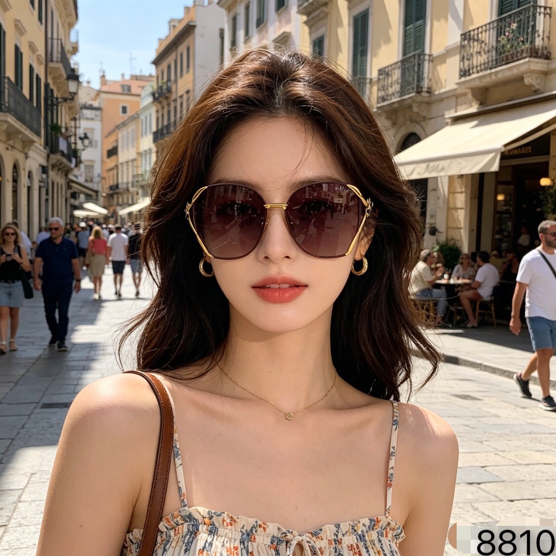 🔥🔥Chane*精致优雅四叶草镶钻偏光太阳镜 女 复古大框墨镜显瘦驾驶镜潮