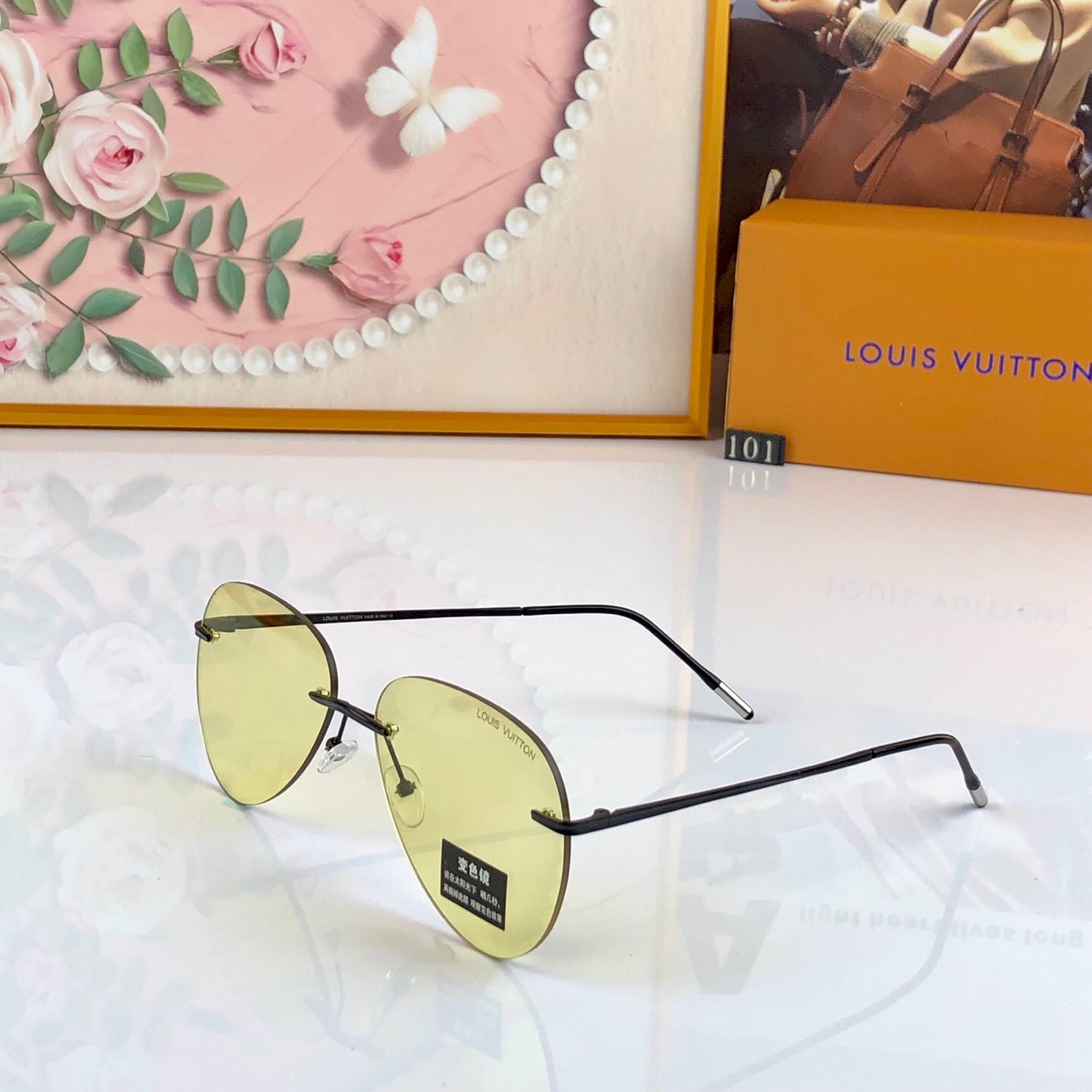 🔥🔥Louis vuitto*经典无框超轻变色墨镜男飞行员偏光太阳眼镜防紫外线开车钓鱼眼镜