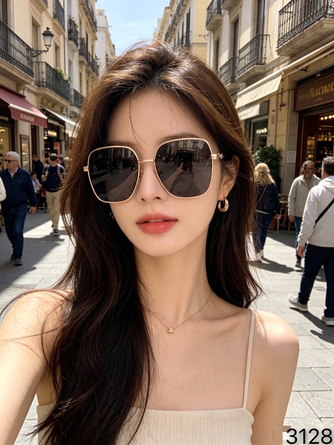 🔥🔥Gucc*韩版时尚大框遮阳太阳眼镜女士户外出游拍照渐变墨镜防紫外线眼镜