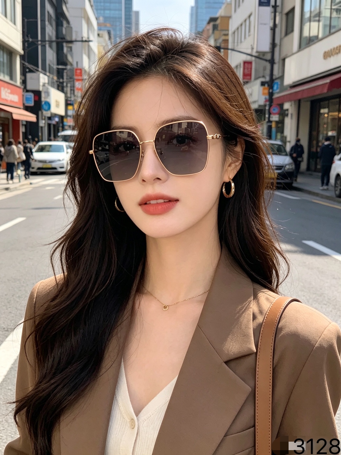 🔥🔥Gucc*韩版时尚大框遮阳太阳眼镜女士户外出游拍照渐变墨镜防紫外线眼镜