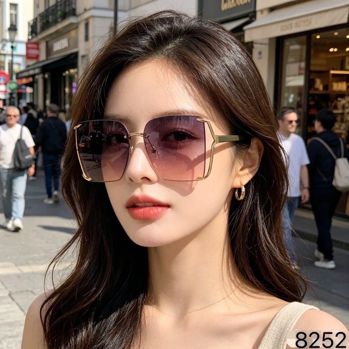🔥🔥Louis vuitto*方框大框墨镜女高级感时尚个性镂空无框凹造型潮流太阳镜