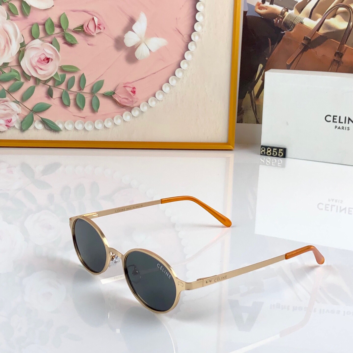 🔥🔥Celin*金属椭圆框墨镜男女嘻哈凹造型拍照太阳眼镜出游防紫外线眼镜