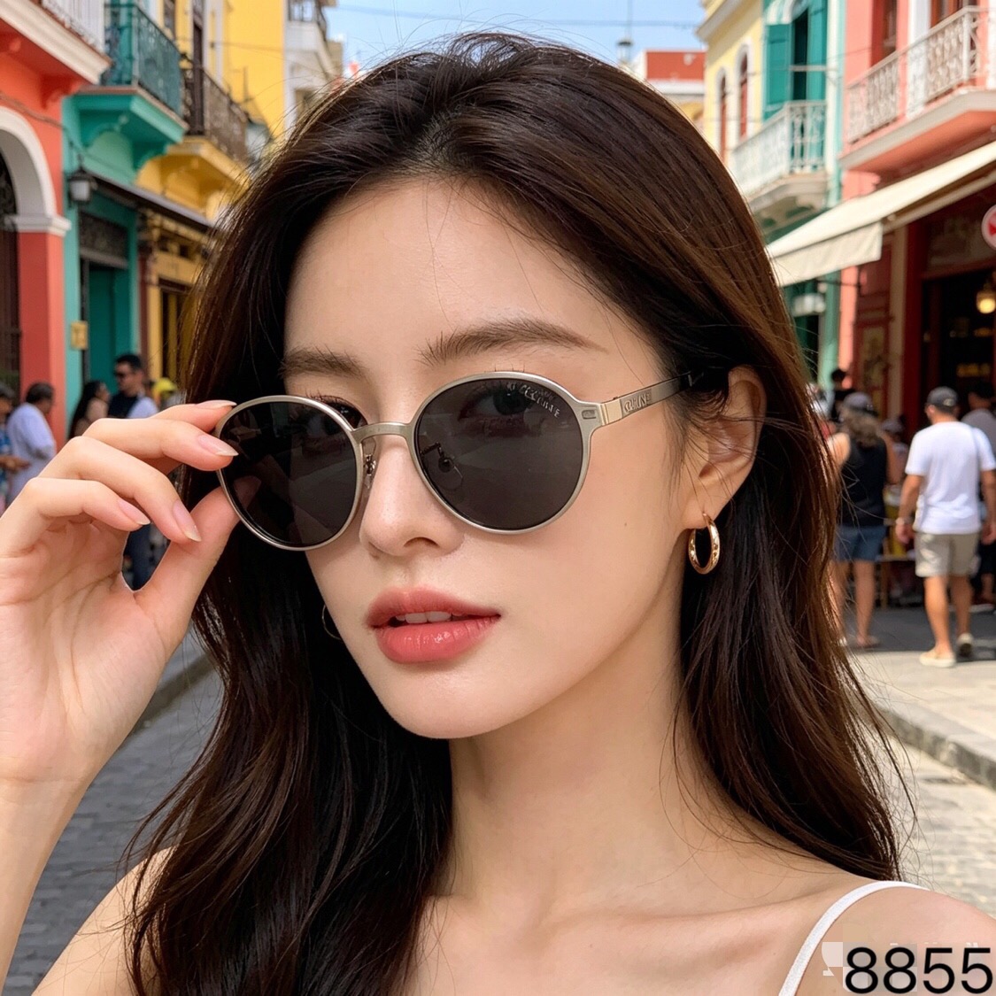 🔥🔥Celin*金属椭圆框墨镜男女嘻哈凹造型拍照太阳眼镜出游防紫外线眼镜