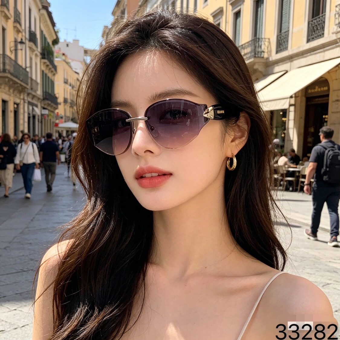 🔥🔥miumi*高颜值2026猫眼太阳镜女防紫外线显脸小墨镜曲面镜片高级感精致潮