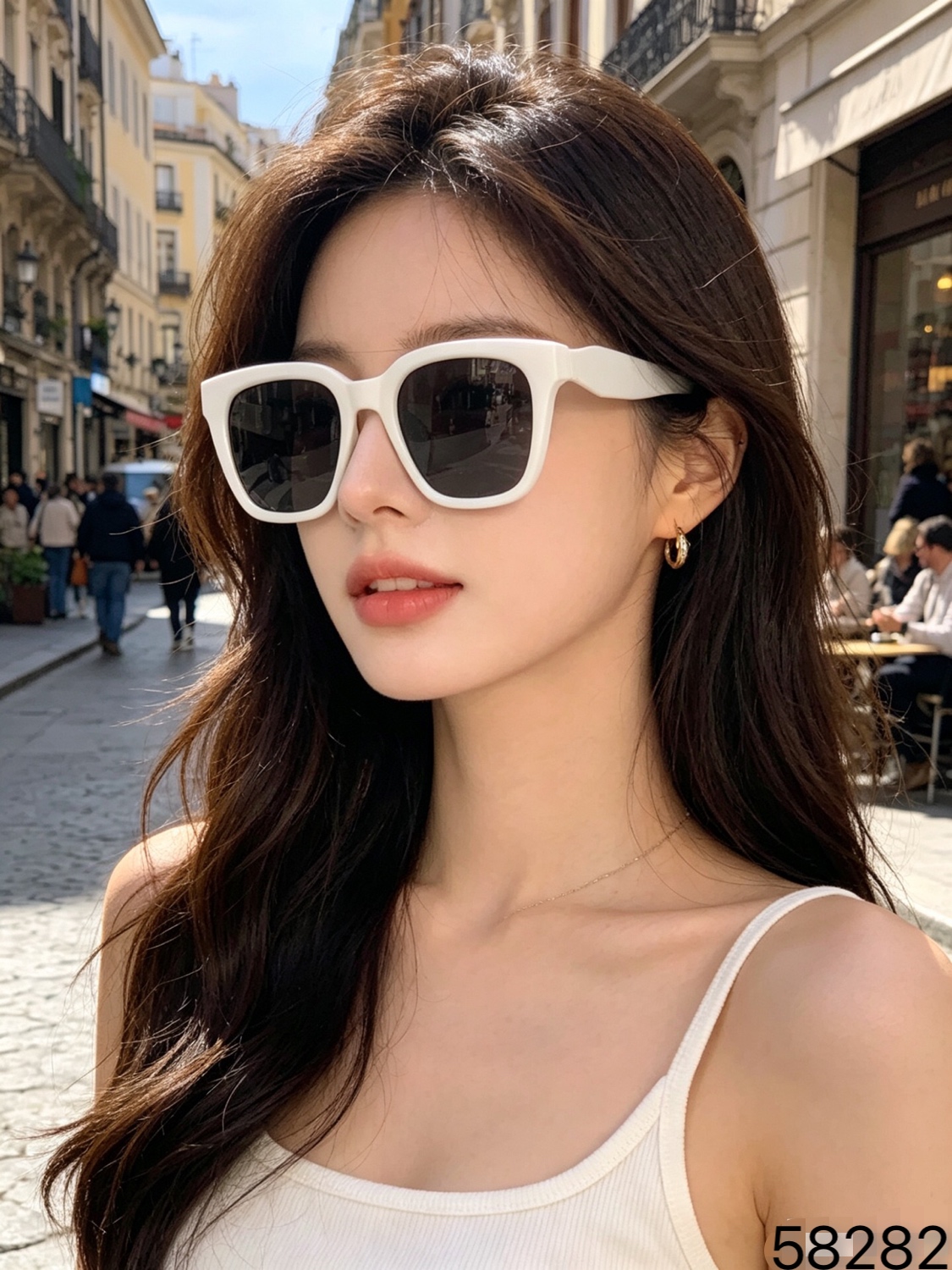 🔥🔥Gucc*墨镜女高级感辣妹街拍眼镜白色防紫外线太阳镜男款