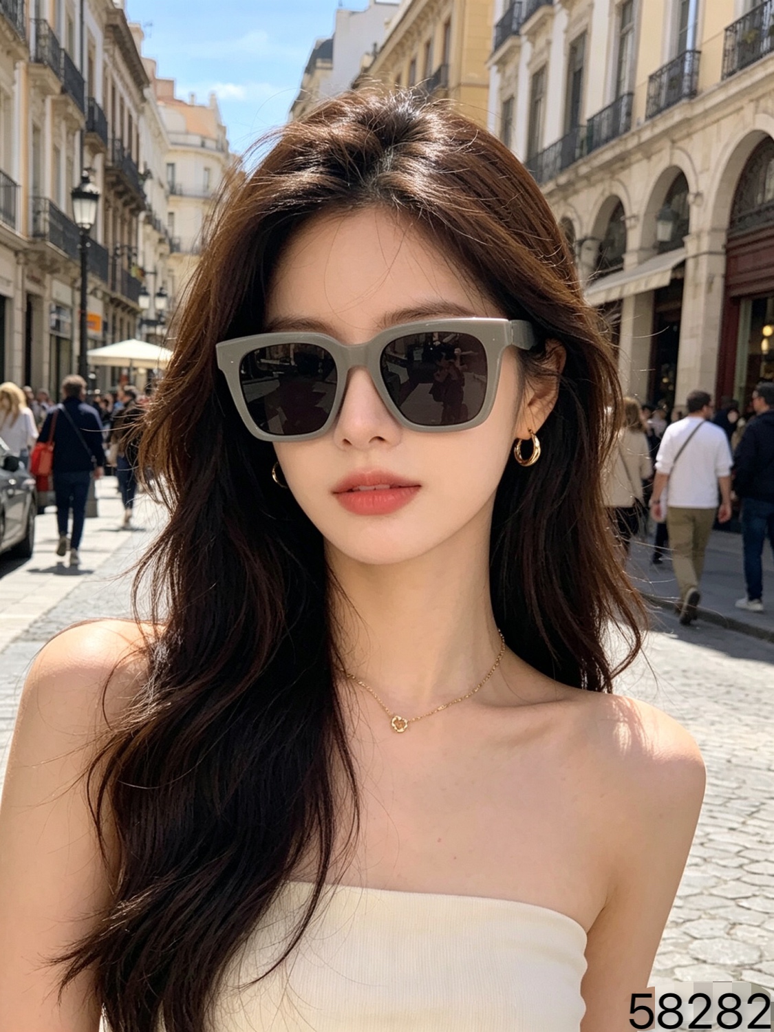 🔥🔥Gucc*墨镜女高级感辣妹街拍眼镜白色防紫外线太阳镜男款