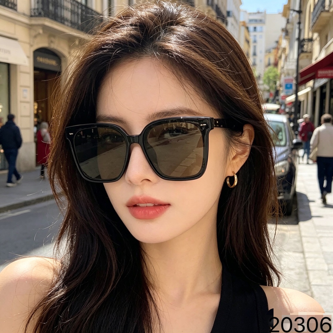 🔥🔥LOUISVUITTO*韩版大框方形偏光墨镜女显脸小网红时尚百搭遮阳防紫外线太阳镜男