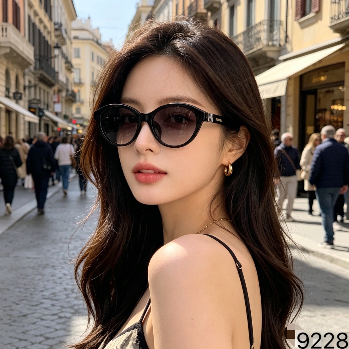 🔥🔥miumi*欧美新款小框椭圆形细腿墨镜个性高颜值女太阳镜太阳眼镜