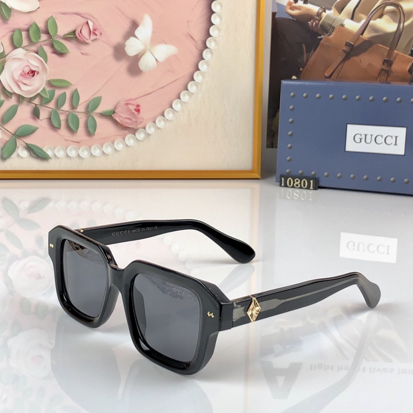 🔥🔥Gucc*新款太阳眼镜轻奢时尚板材方框太阳眼镜男女同款太阳镜