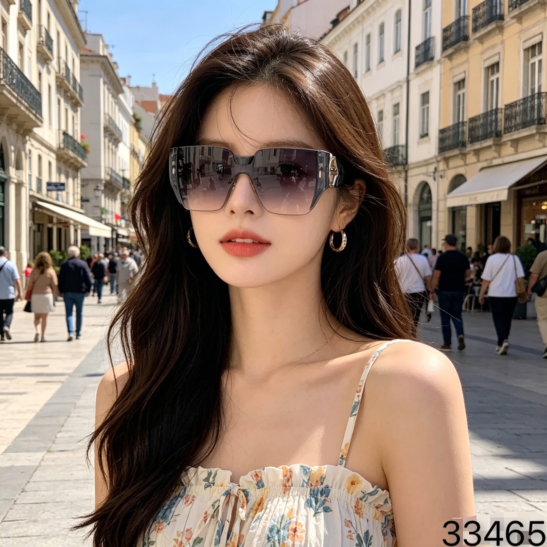 🔥🔥Dio*欧美方形无框切边墨镜男女潮千禧辣妹街拍连体太阳眼镜