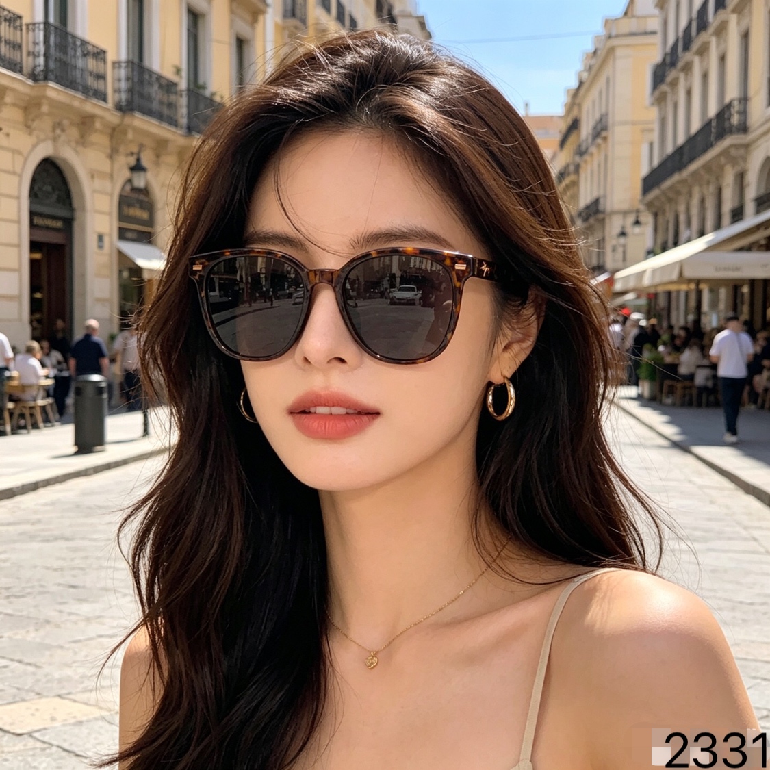 🔥🔥CHANE*2026新款墨镜女款高级感防紫外线偏光太阳眼镜黑框渐变色方圆脸