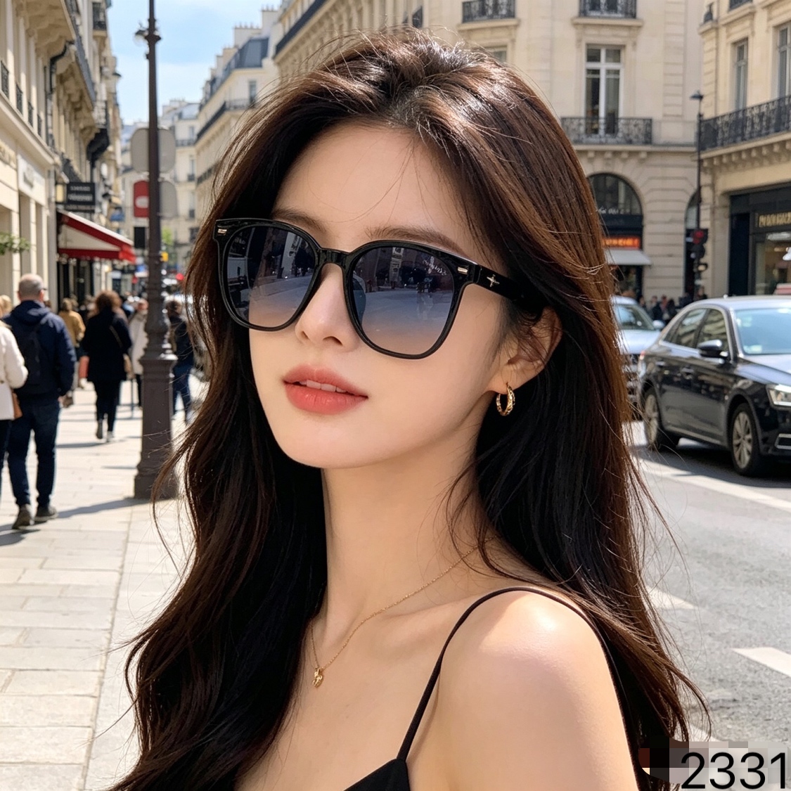 🔥🔥CHANE*2026新款墨镜女款高级感防紫外线偏光太阳眼镜黑框渐变色方圆脸