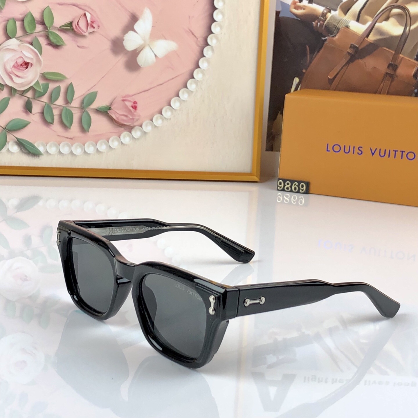 🔥🔥LOUISVUITTO*潮流方框方形复古太阳眼镜潮男女网红时尚街拍墨镜ins开车