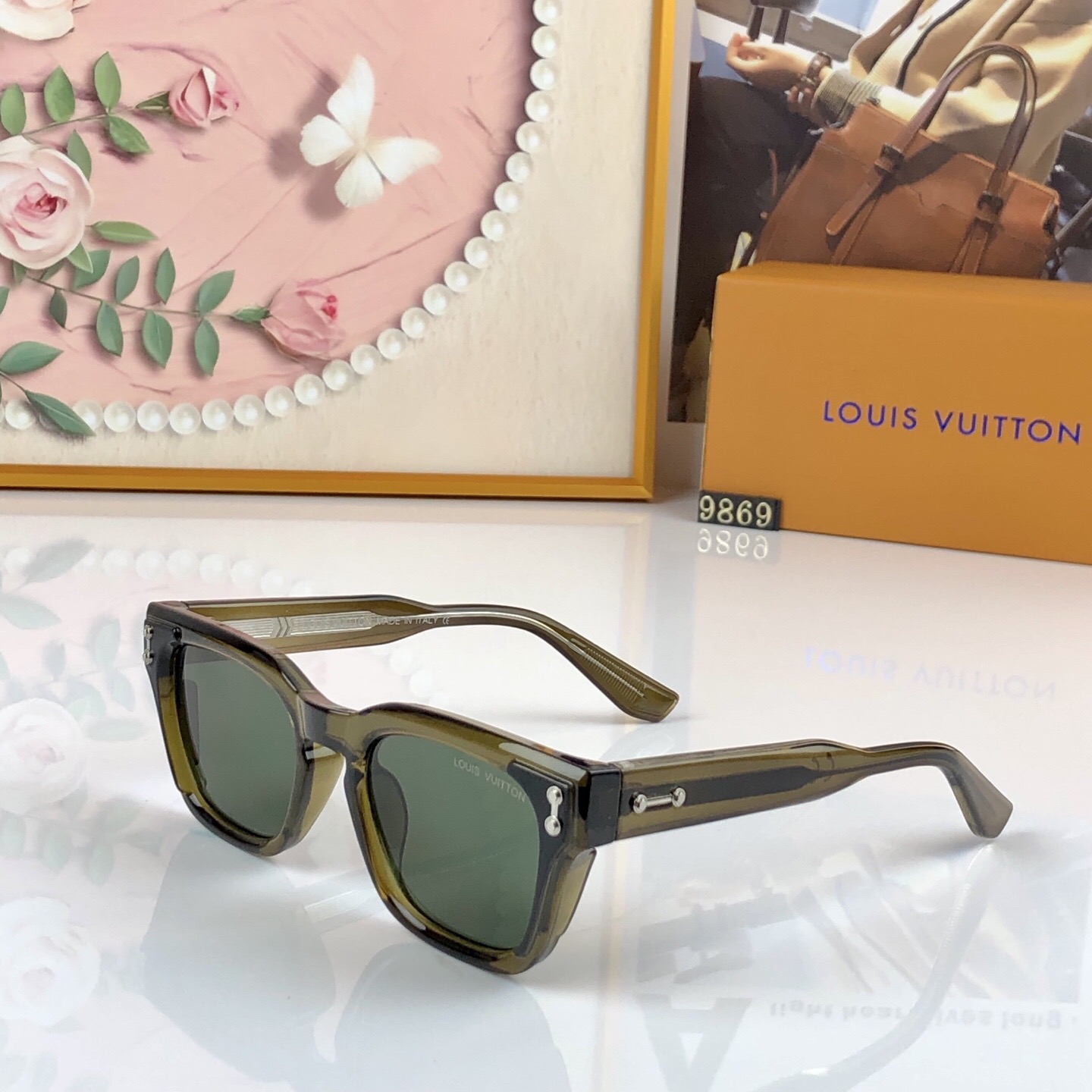 🔥🔥LOUISVUITTO*潮流方框方形复古太阳眼镜潮男女网红时尚街拍墨镜ins开车