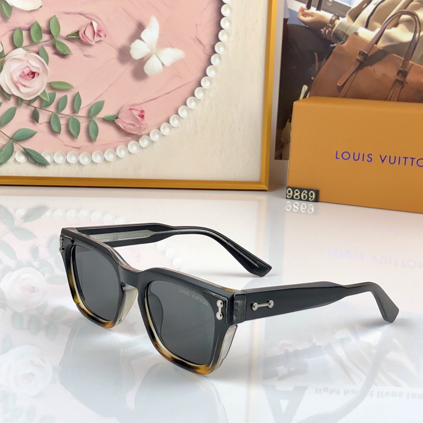 🔥🔥LOUISVUITTO*潮流方框方形复古太阳眼镜潮男女网红时尚街拍墨镜ins开车