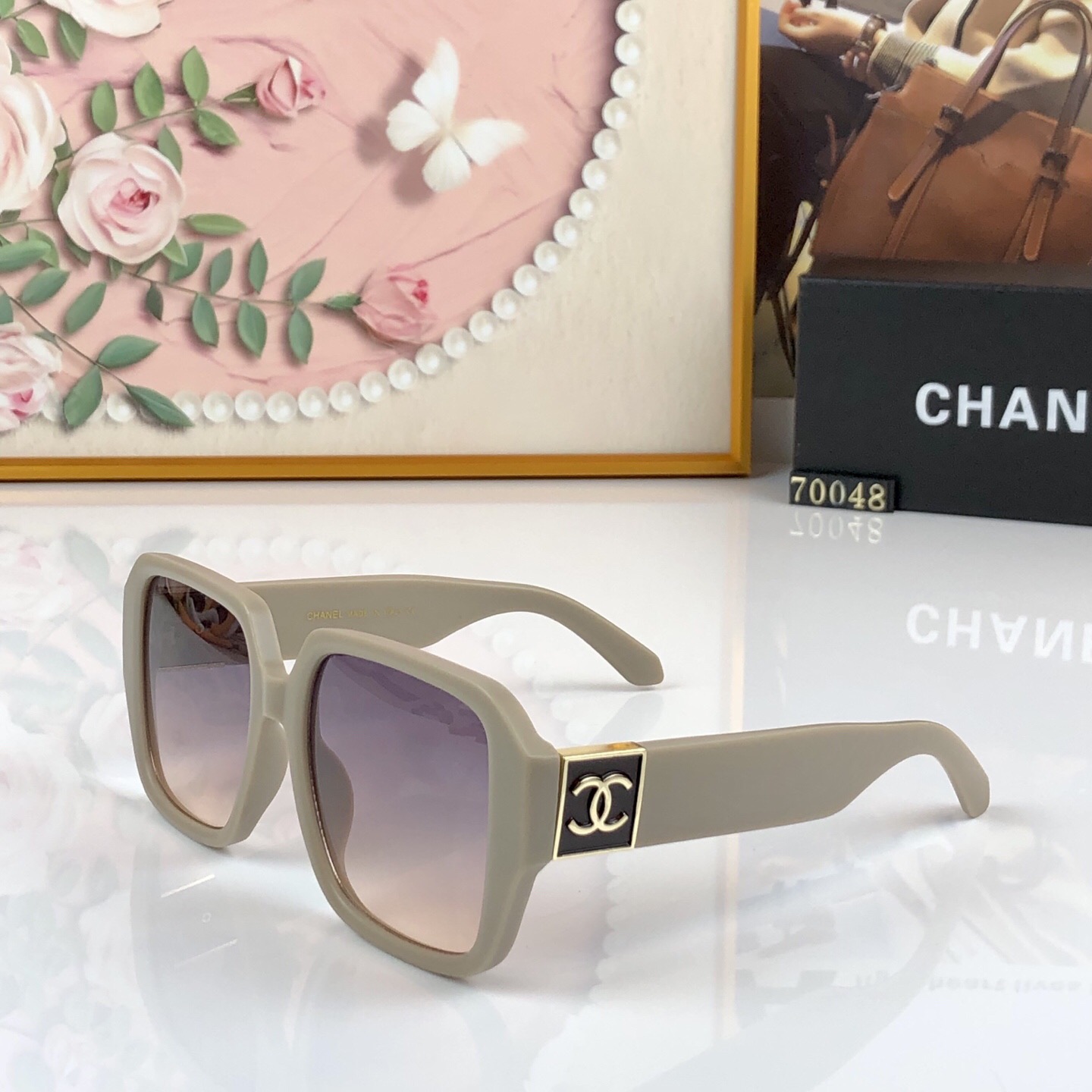 🔥🔥CHANE*2026新款方框太阳镜女士小香风轻奢墨镜防紫外线大框明星同款眼镜