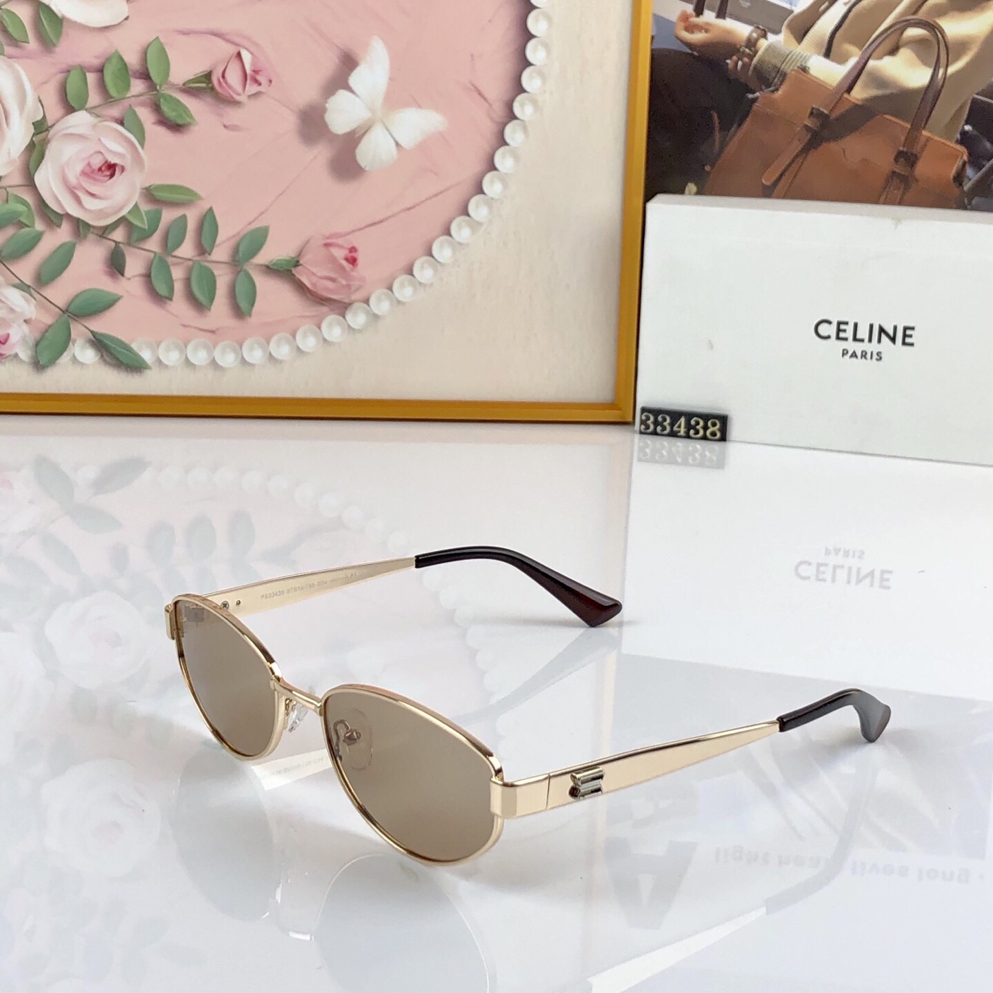 🔥🔥celin*谭松韵同款复古金属椭圆墨镜女款时髦凹造型防紫外线太阳眼镜
