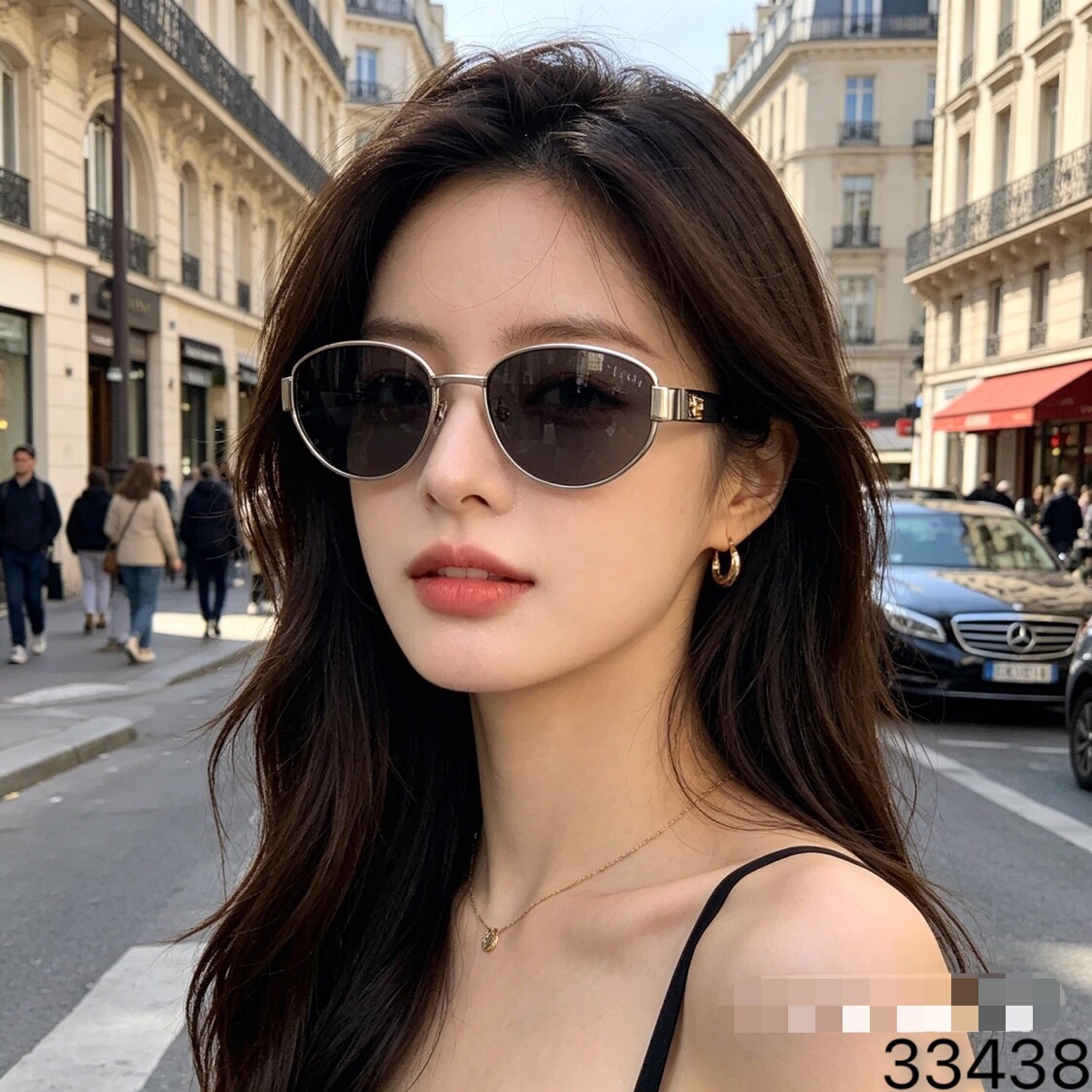 🔥🔥celin*谭松韵同款复古金属椭圆墨镜女款时髦凹造型防紫外线太阳眼镜