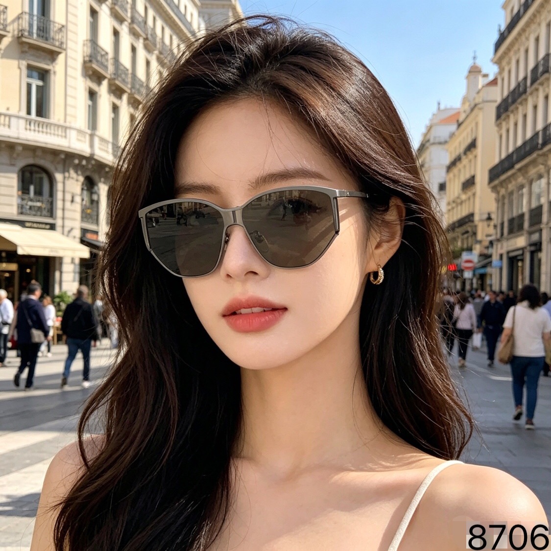 🔥🔥YSL新款时尚简约金属辣妹太阳镜男跨境欧美潮个性墨镜夏季女眼镜
