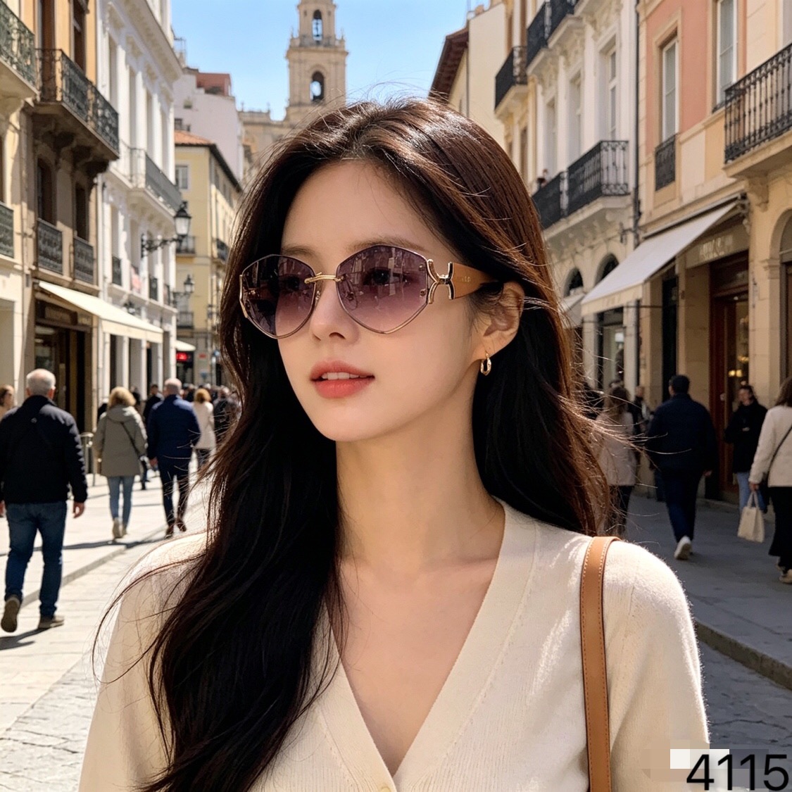 🔥🔥chlo*欧美复古辣妹墨镜女款高级感无框拍照凹造型太阳眼镜