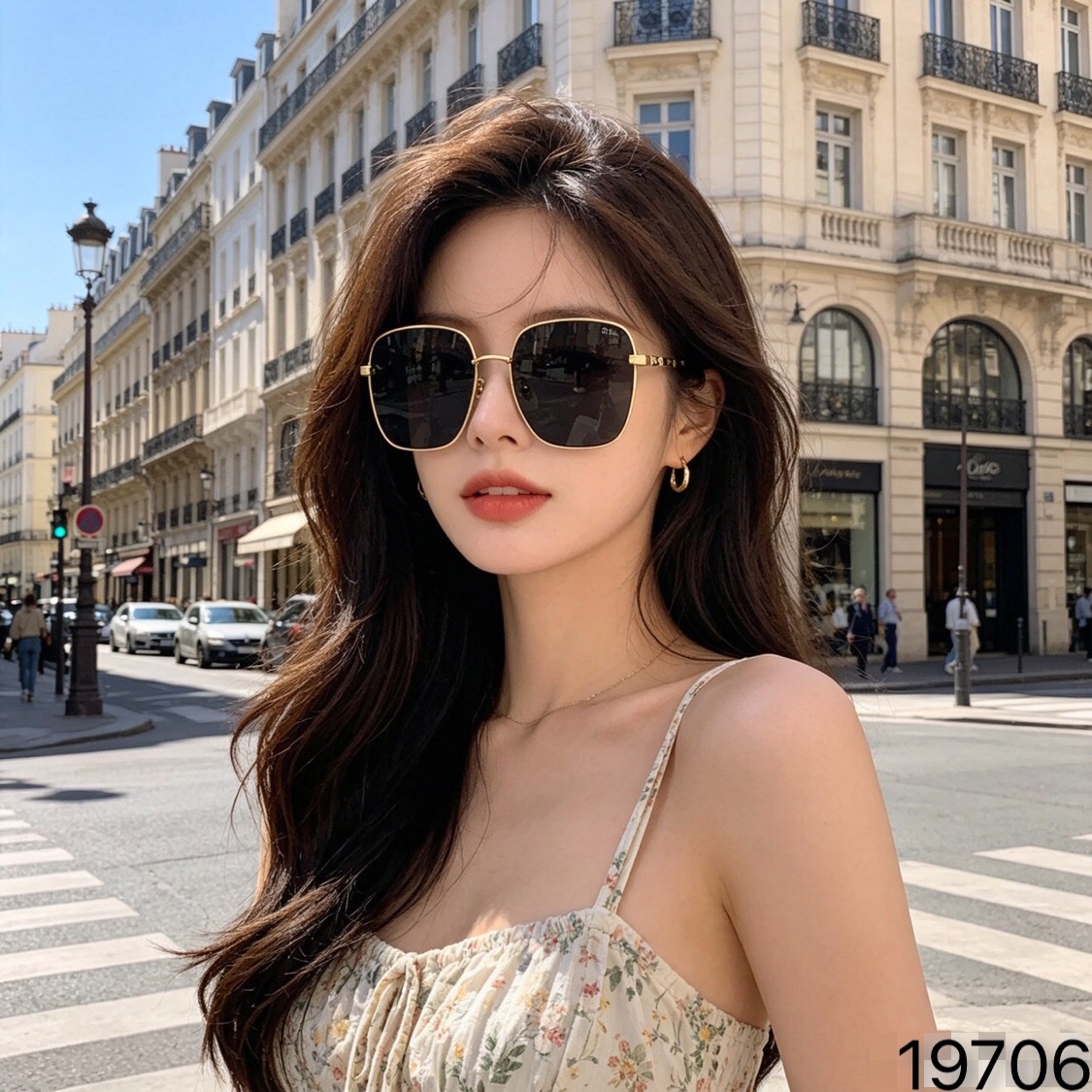 🔥🔥Dio*韩版方形金属复古墨镜高级感圆脸千禧辣妹风太阳眼镜女