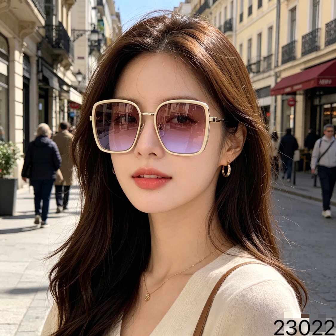 🔥🔥CHANE*韩系ins风时尚大框墨镜女高级感防紫外线大脸显瘦潮流遮阳太阳镜