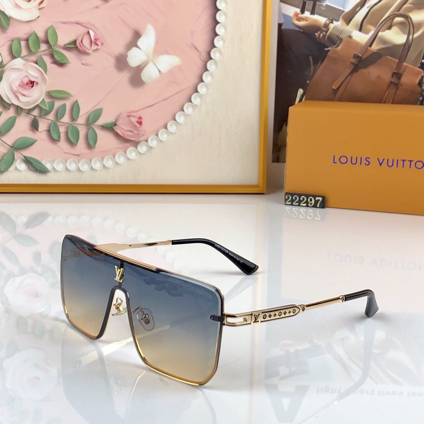 🔥🔥LOUISVUITTO*新款太阳镜女大框显瘦海边度假防紫外线方框墨镜男情侣街拍网红潮