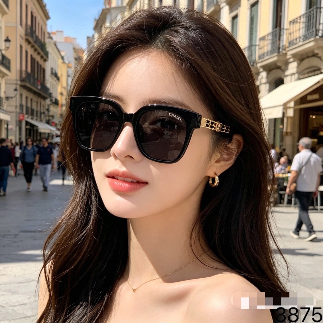 🔥🔥CHANE*香家新款高级感金属链条时尚个性偏光太阳镜潮流女士墨镜