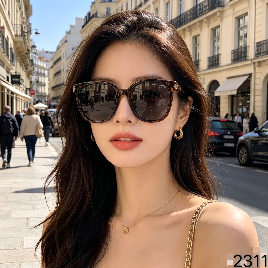 🔥🔥LOUISVUITTO*新款大框墨镜女潮素颜街拍圆脸太阳眼镜显脸小防紫外线男