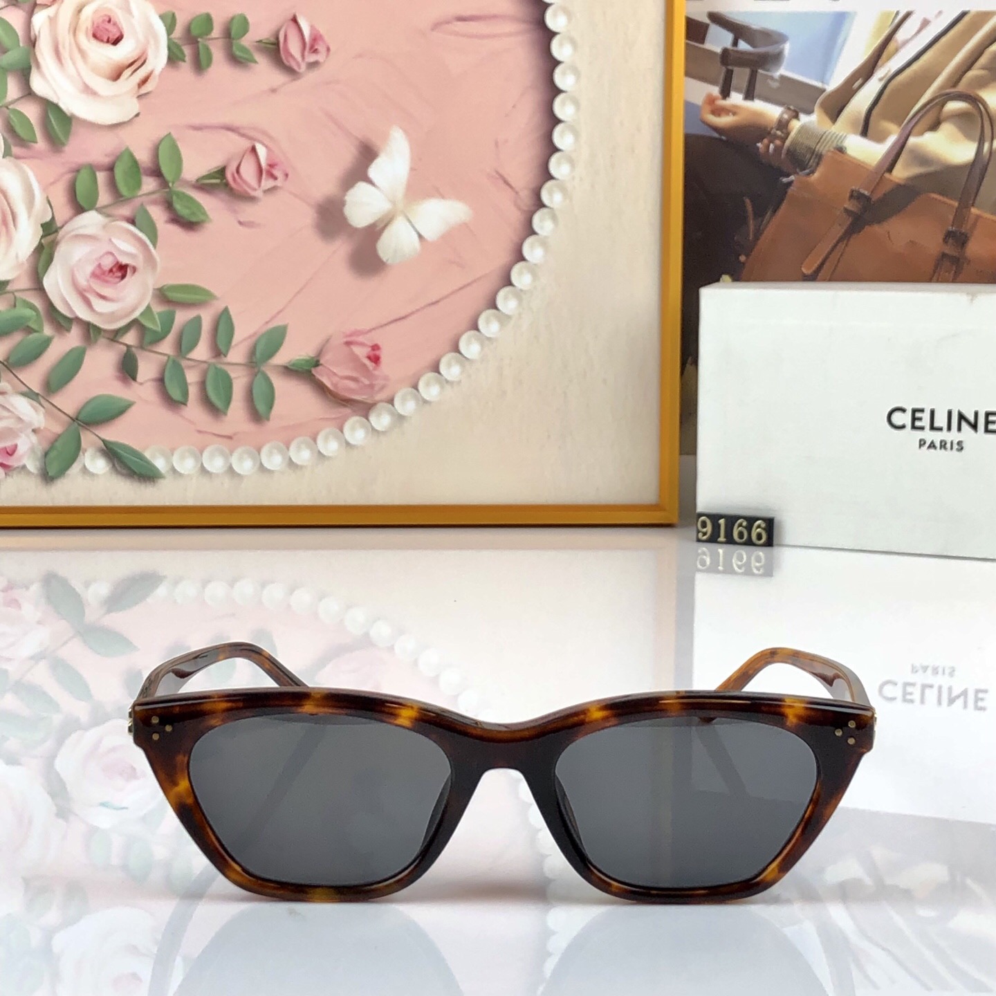 🔥🔥celin*2026新款猫眼墨镜女高级感小框防紫外线太阳眼镜男士遮阳痞帅眼镜