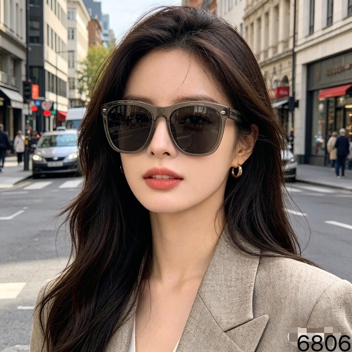 🔥🔥Gucc*墨镜男款高级感网红时尚米钉驾驶镜复古个性方形太阳镜女大脸