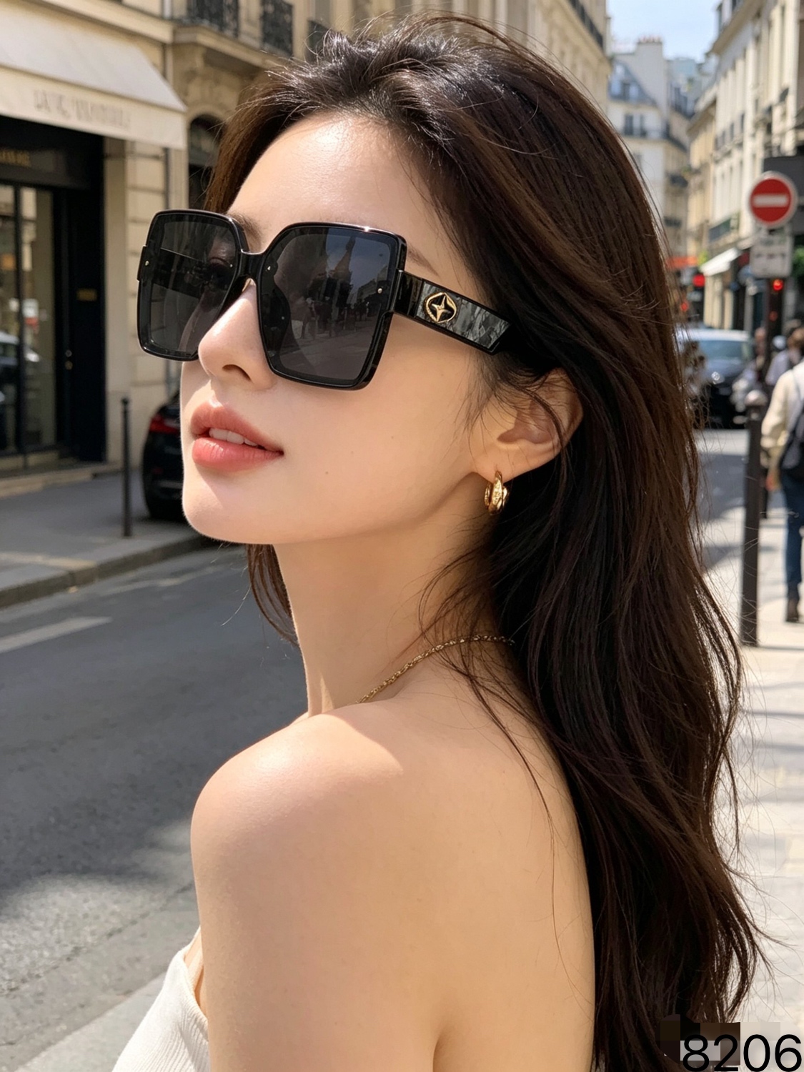 。。LOUISVUITTO*网红太阳镜女时尚大框防紫外线防晒显瘦墨镜街拍驾驶镜遮阳镜