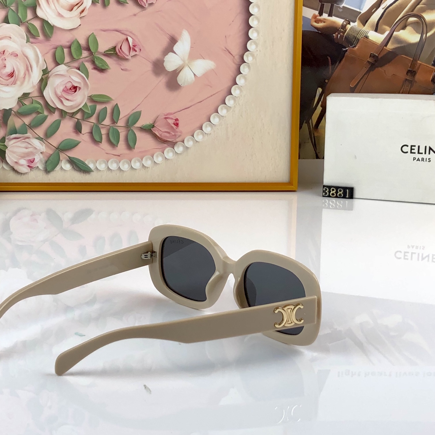 。。Celin*新款欧美方框素颜太阳镜防晒防紫外线凯旋墨镜门时尚百搭高级感