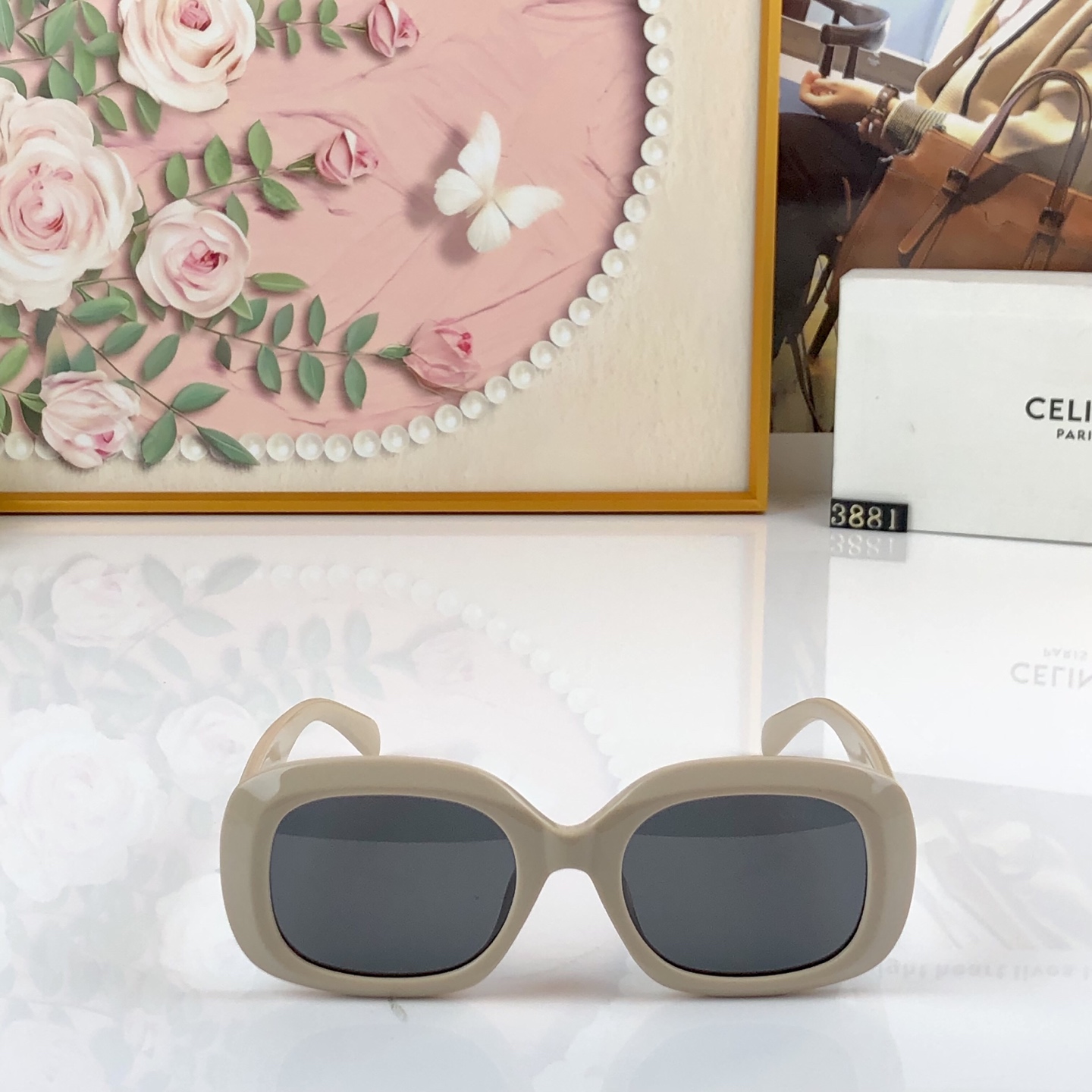 。。Celin*新款欧美方框素颜太阳镜防晒防紫外线凯旋墨镜门时尚百搭高级感