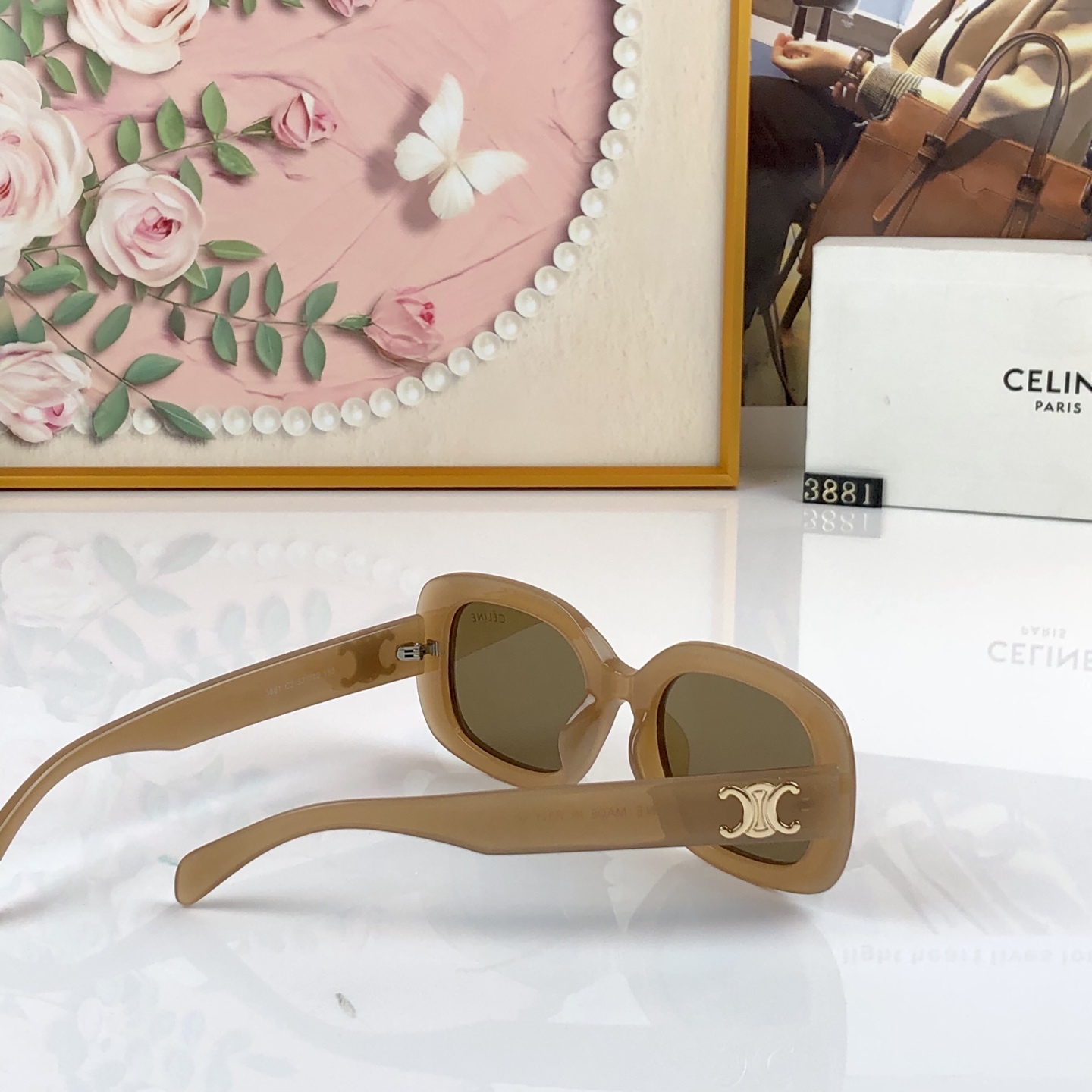 。。Celin*新款欧美方框素颜太阳镜防晒防紫外线凯旋墨镜门时尚百搭高级感