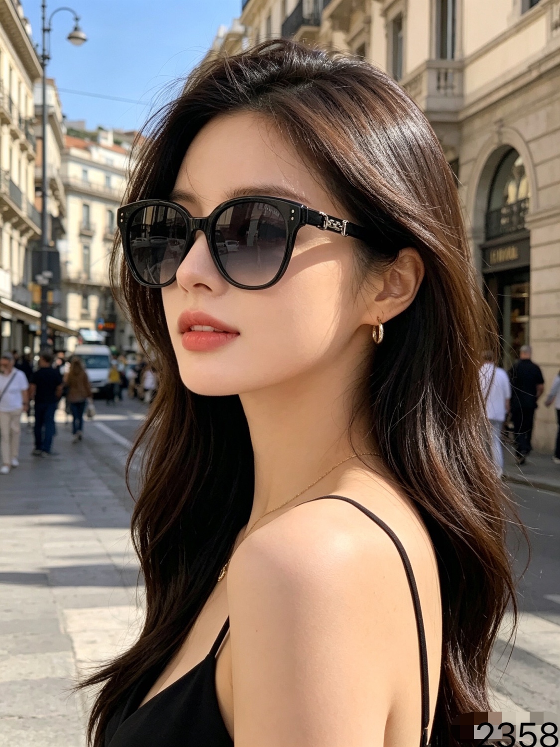 。。Chane*复古时髦渐变色墨镜女显瘦高级感偏光太阳眼镜防紫外线可配带度数