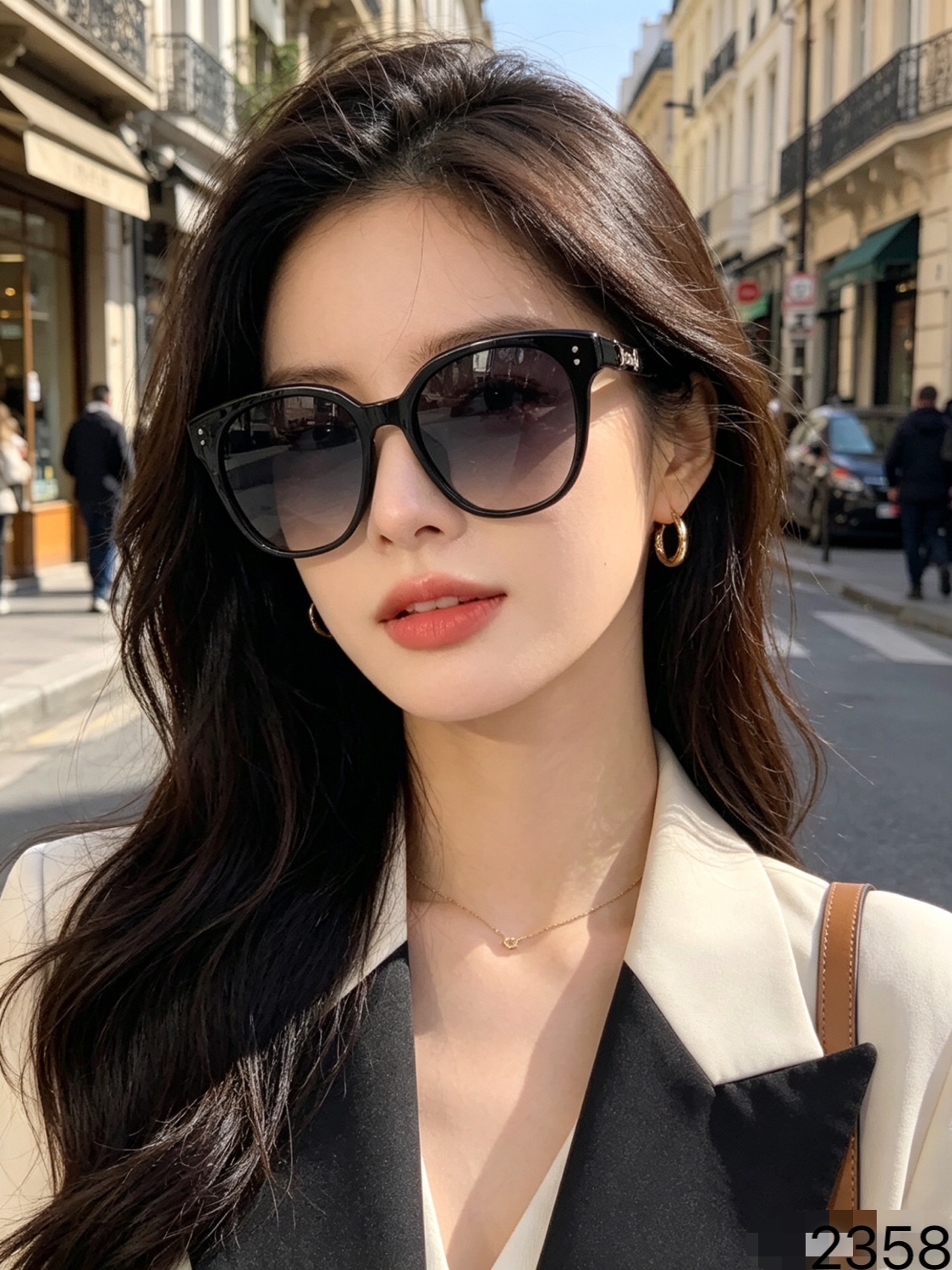。。Chane*复古时髦渐变色墨镜女显瘦高级感偏光太阳眼镜防紫外线可配带度数