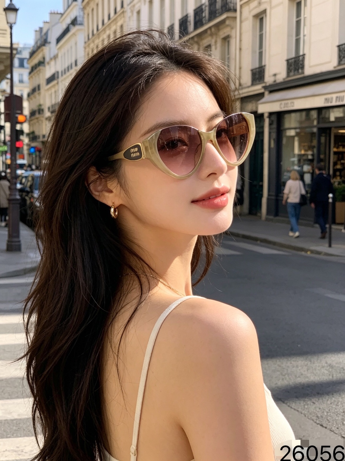 。miumi*欧美复古猫眼太阳镜时尚小框遮阳墨镜防晒眼镜潮流高级感造型
