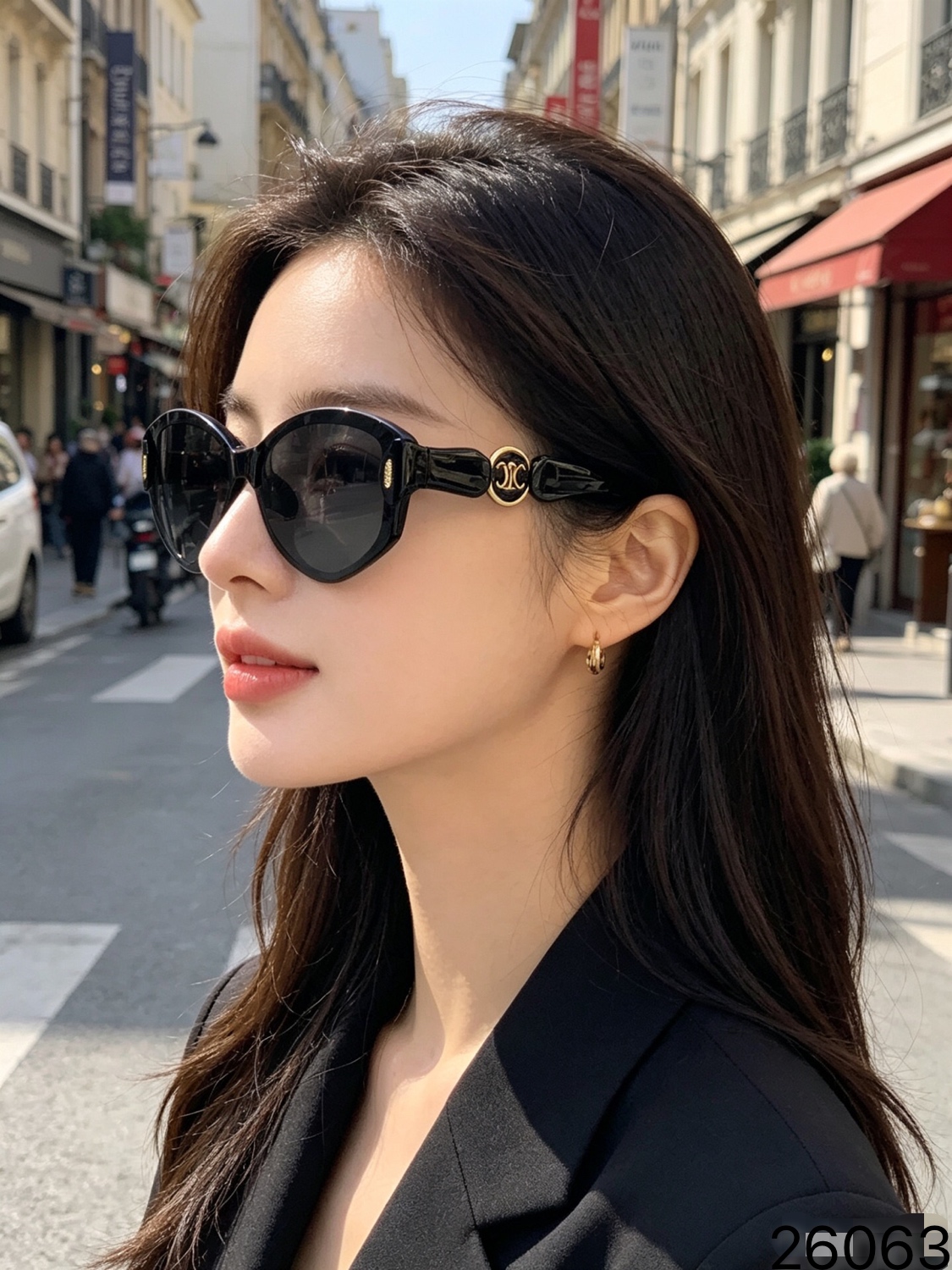 。Celin*2026新款太阳眼镜轻奢复古猫眼百搭墨镜女高级感