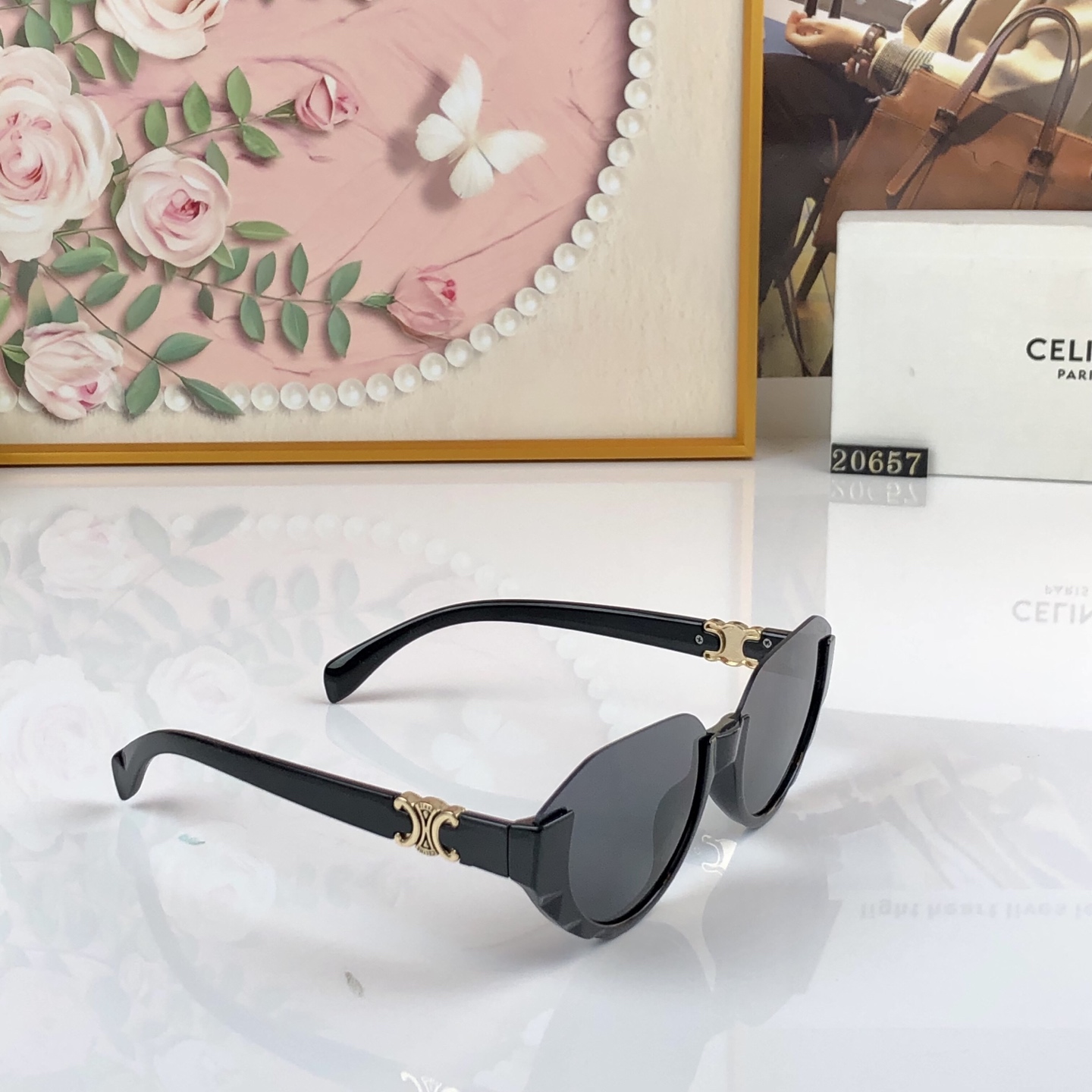 。Celin*2026新款太阳眼镜轻奢复古猫眼百搭墨镜女高级感