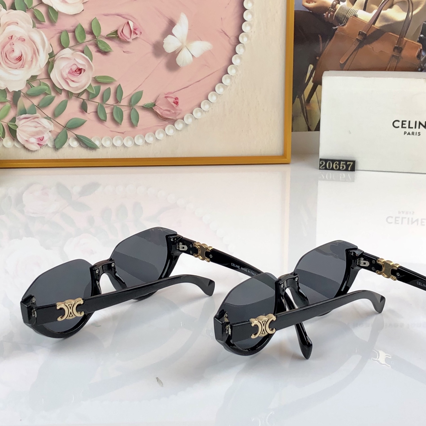 。Celin*2026新款太阳眼镜轻奢复古猫眼百搭墨镜女高级感