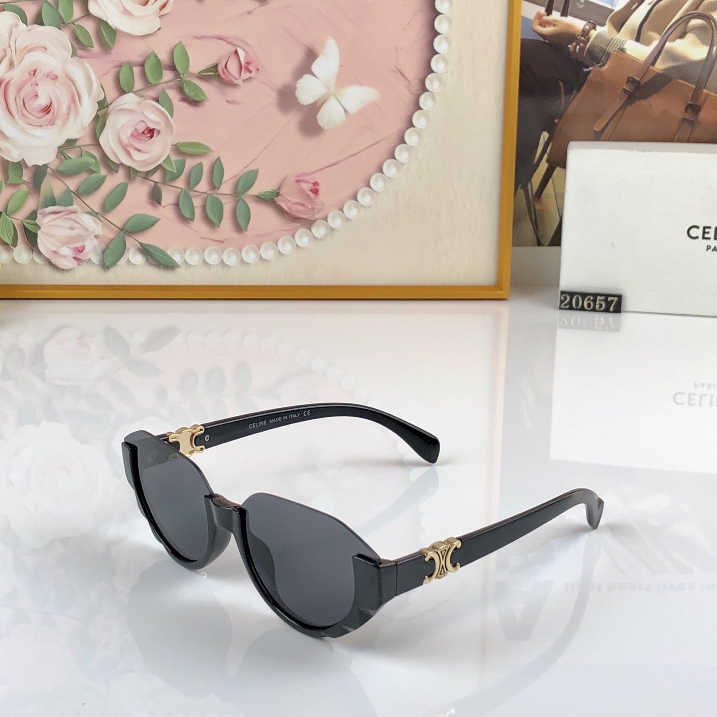 。Celin*2026新款太阳眼镜轻奢复古猫眼百搭墨镜女高级感