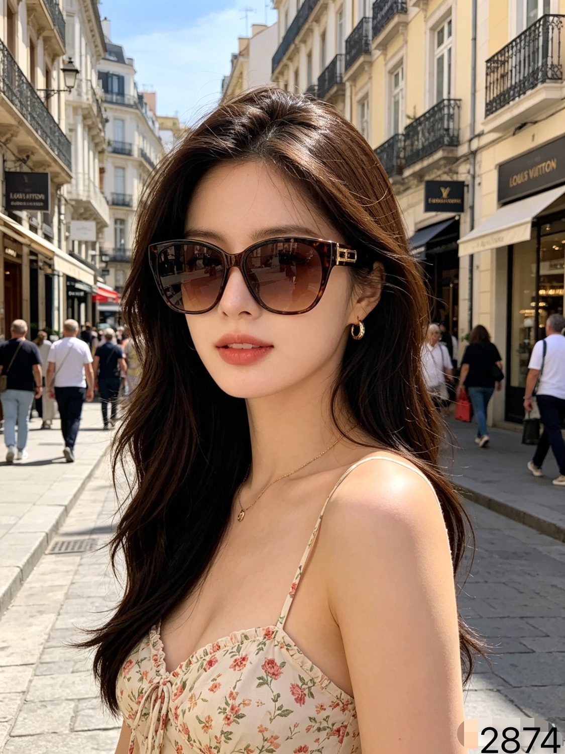 。LOUISVUITTO*新款高级感椭圆框太阳镜女时尚防晒百搭显脸小防紫外线墨镜